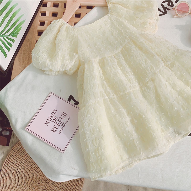 Đầm tutu Công Chúa Tay Ngắn Màu Trắng / Hồng Dễ Thương Cho Bé Gái