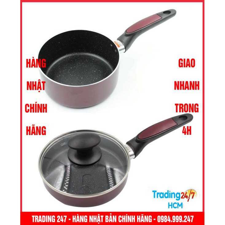 [Giao hàng HCM - 4h ] Set 2 nồi chảo 16cm kèm nắp đậy dùng được bếp từ KONBINI - NỘI ĐỊA NHẬT BẢN