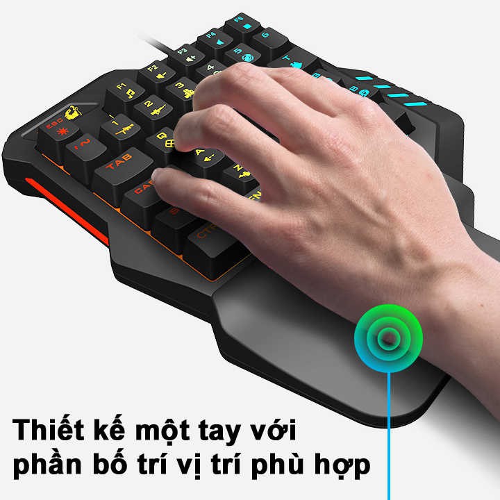 COMBO Bàn phím và CHUỘT bán cơ một tay FREE WOLF K15 với 28 phím Chơi game trên điện thoại,Laptop,máy tính bảng