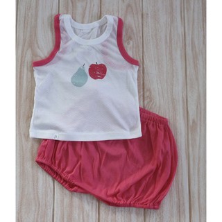 Bộ vải thông hơi bé gái Agabang xuất Hàn (Size 80 lỗi dơ nhẹ)