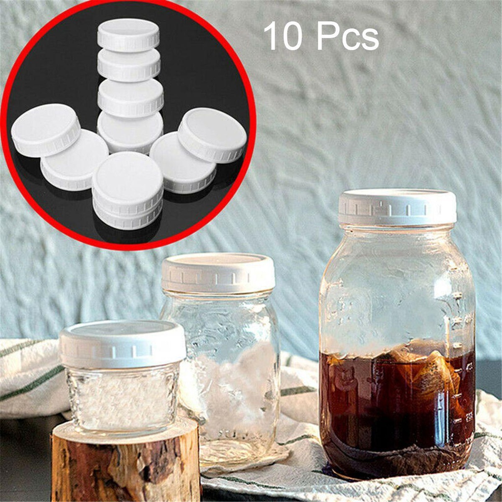 .Bộ 10 Nắp Vít Miệng Bằng Nhựa Thay Thế Chuyên Dụng Cho Lọ Mason Jars