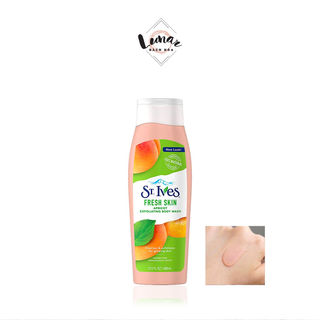 Sữa Tắm Tẩy Da Chết St.Ives Fresh Skin Chiết Xuất Trái Mơ Làm Sạch Sâu 400ml