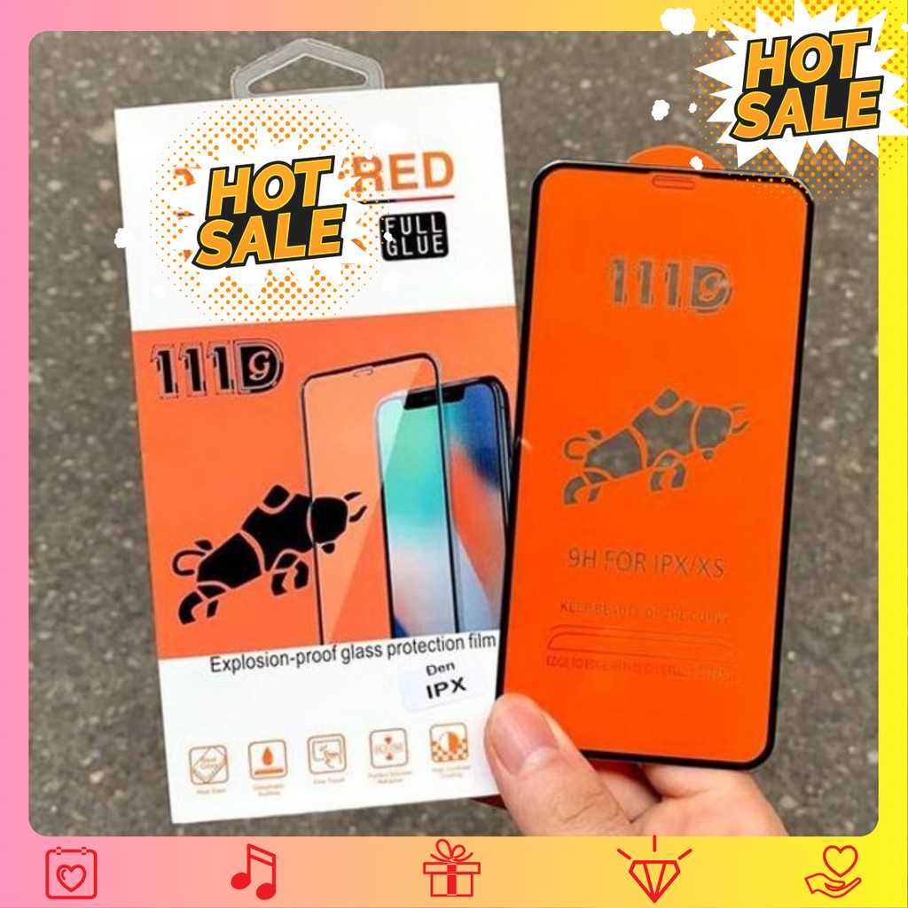 Kính Cường Lực iPhone Full Màn 111D ✓ Siêu Cứng ✓ Kính Iphone Chống Xước cho 6 6S 7 8 Plus X XS XS MAX 11 PRO MAX