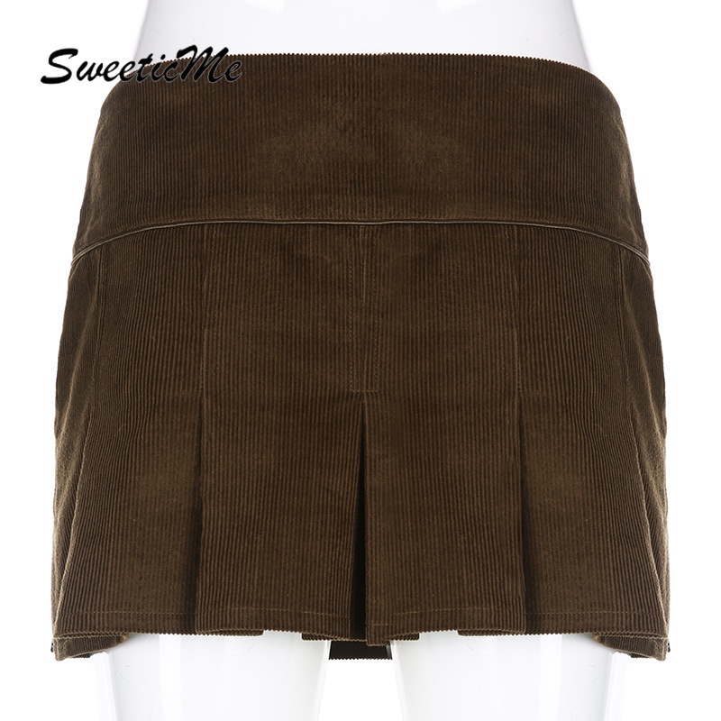 Chân Váy Nhung Chữ A Lưng Thấp Màu Trơn Quyến Rũ Hàng Mới Của Nữ #