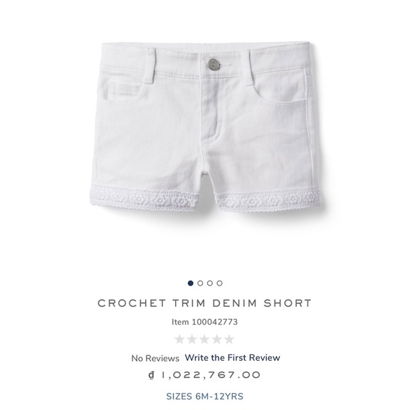 Quần jean ngắn bé gái JANIE and JACK - CROCHET TRIM DENIM SHORT