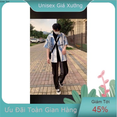 Áo Sơ Mi Tay Ngắn Unisex Cổ Bẻ Phong Cách Hàn Quốc Freesize