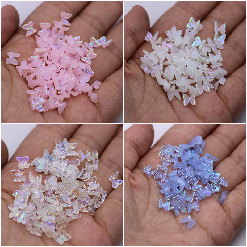 Bộ 50 Hạt Hình Bướm 6mm Nhiều Màu Sắc Dùng Làm Trang Sức DIY