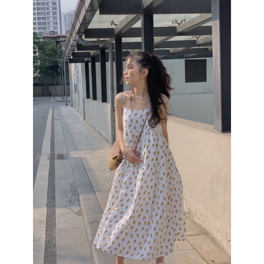 Váy hai dây hoa nhí LOLLIE STUDIO BJ15 dáng maxi