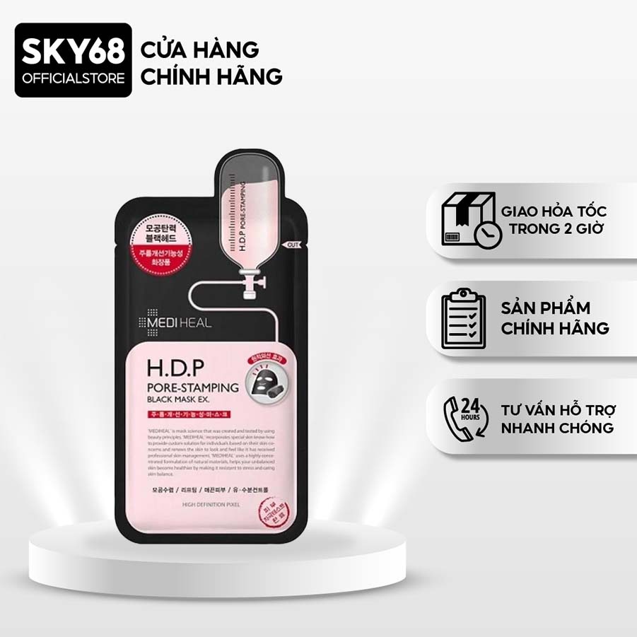 Mặt Nạ Than Hoạt Tính Loại Bỏ Bã Nhờn Và Làm Mịn Da Mediheal H.D.P Pore-Stamping Black Mask 25ml