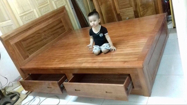 Giường gỗ sồi hộc kéo giá rẻ nhất sài gòn