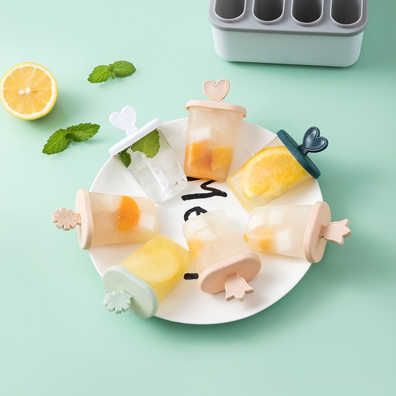 Khuôn Làm Kem Que Có Thể Dùng Được Nhiều Lần Gồm 8 Ô Tiện Dụng