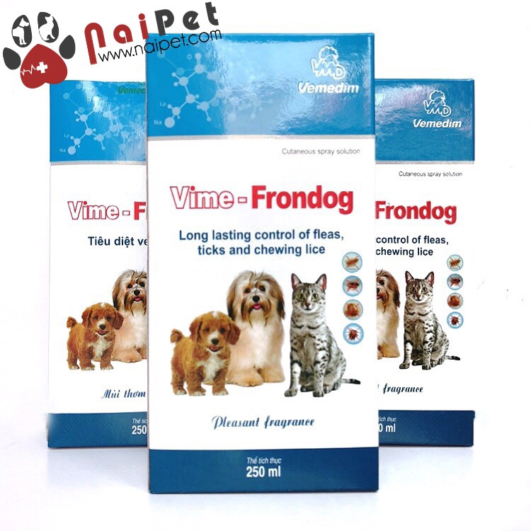 Xịt Diệt Ve Rận Bọ Chét Chó Mèo An Toàn Hiệu Quả Cho Cả Chó Mèo Mang Thai Vime Frondog 250ml