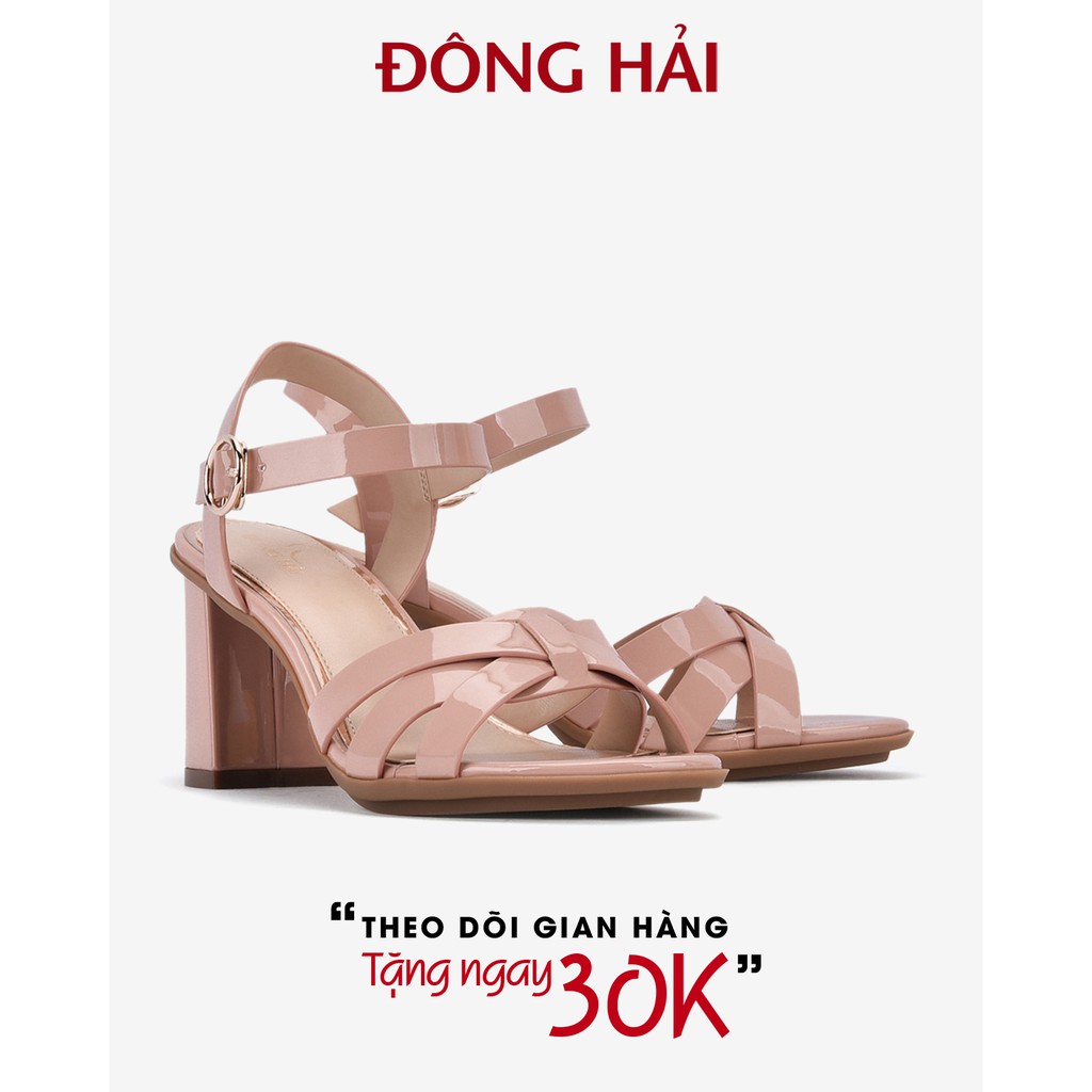 "TẶNG NGAY 30K khi theo dõi gian hàng trong T6 "Giày Sandal nữ cao gót da bóng quai đan Đông Hải - S85L1(cao 7cm)