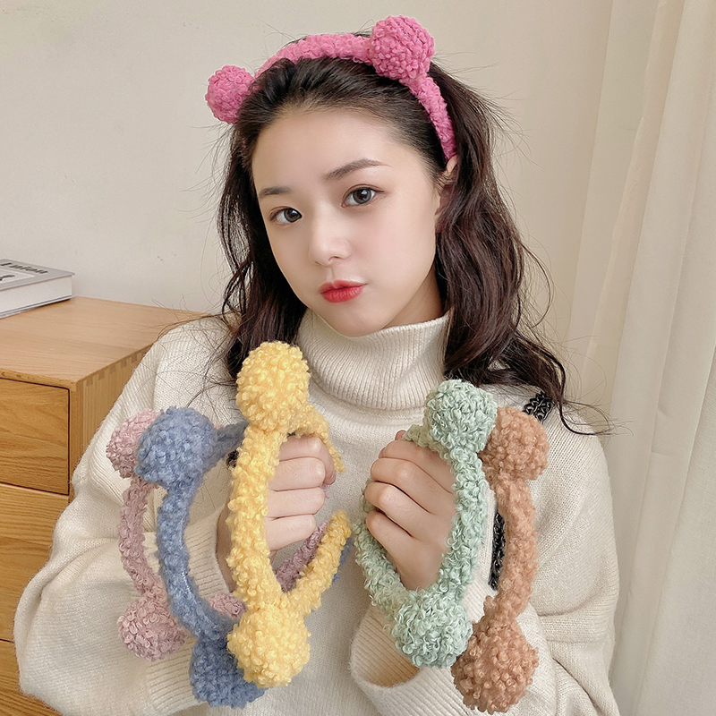 Cài tóc tai gấu bằng lông kiểu Hàn Quốc dễ thương