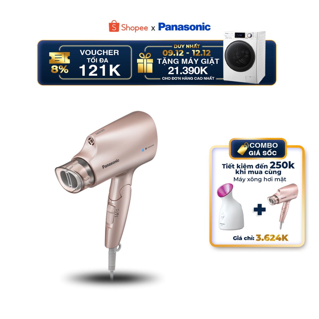 Máy sấy tóc Nanoe dưỡng ẩm, chăm sóc tóc và da đầu Panasonic EH-NA27PN645 - Tay cầm gập gọn, tiện lợi - Công Suất 1200W