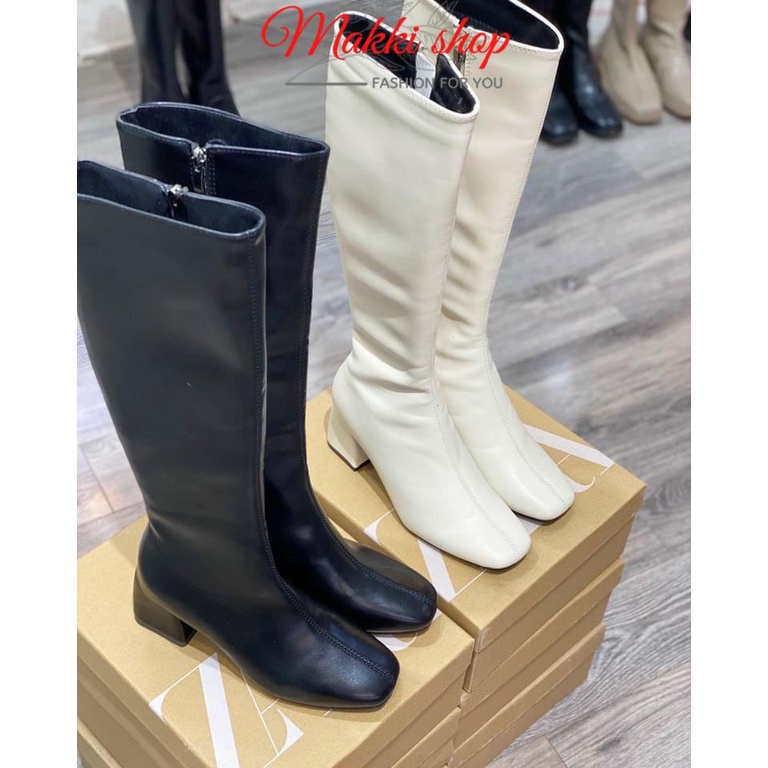 Boot đùi nữ đế cao khóa kéo, giày bốt nữ da siêu đẹp cao cấp giá rẻ MAKKI SHOP TD432