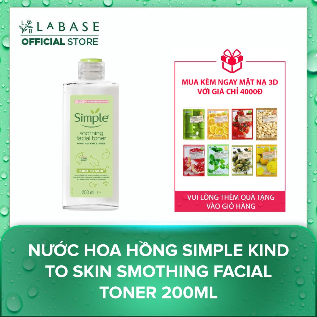 Bộ 3 sản phẩm Simple chăm sóc da dịu nhẹ ( Tẩy trang 200ml + Sữa rửa mặt 150ml + Nước hoa hồng 200ml )