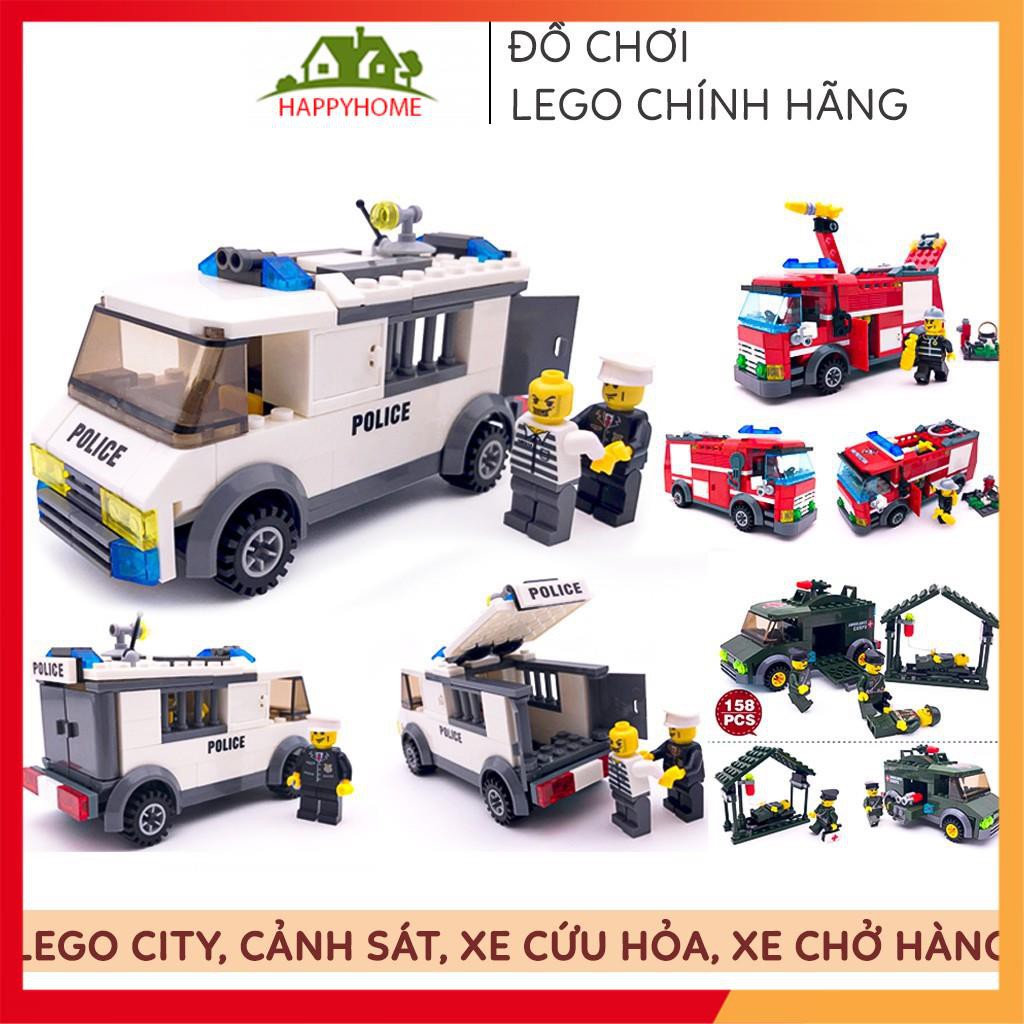 Đồ chơi lego city cảnh sát, xe cứu hỏa, đồ chơi xếp hình trí tuệ nhiều chi tiết, chất liệu nhựa ABS 