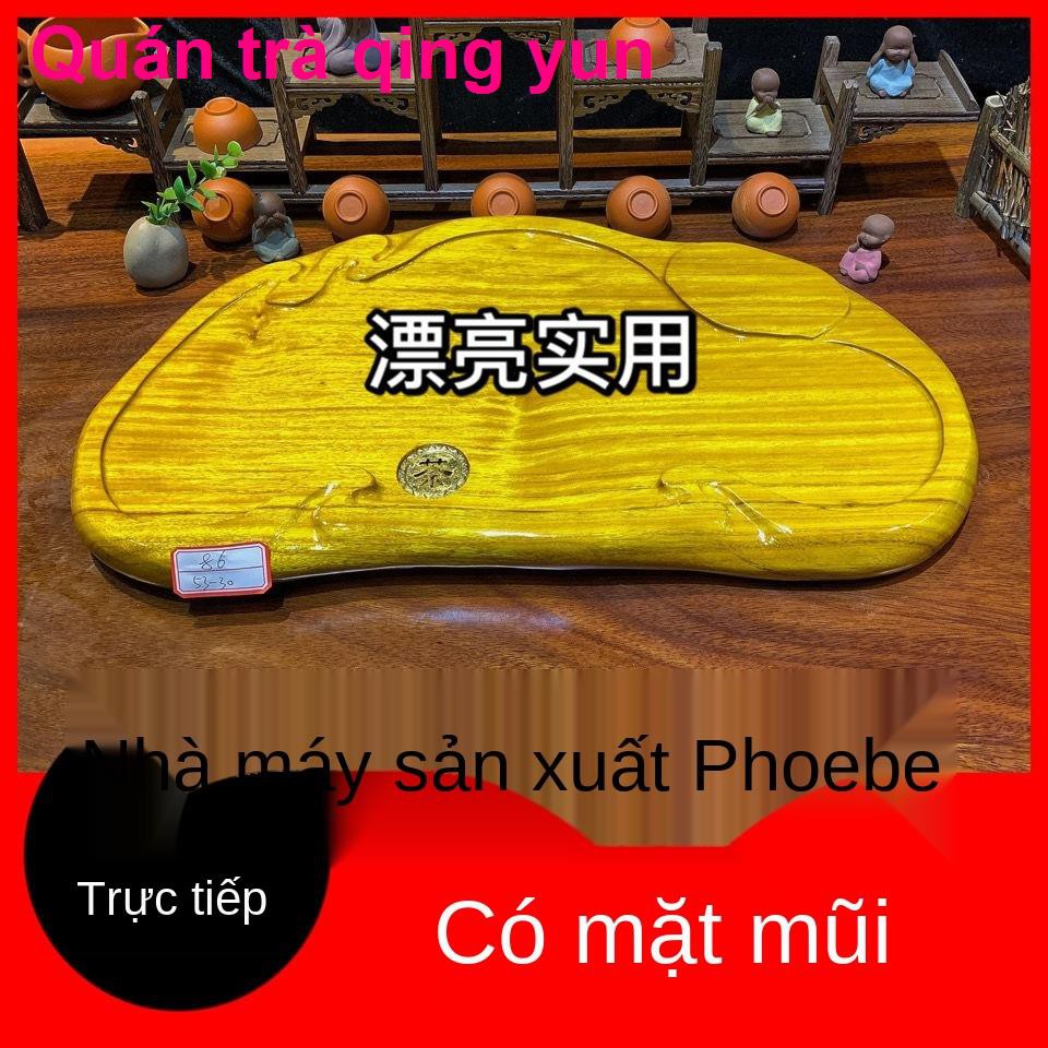 bình pha> tấm trà gỗ rắn mới lụa vàng nanji Đặt bàn Kungfu Trung Quốc khay với thoát nước