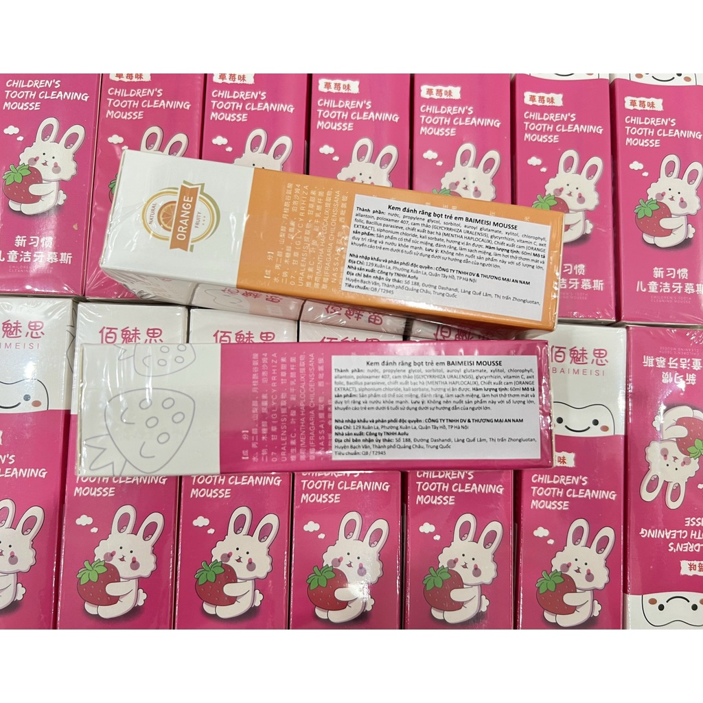 Kem đánh răng cho bé dạng bọt nuốt được, tạo bọt, hương thơm tự nhiên, không bị cay gắt