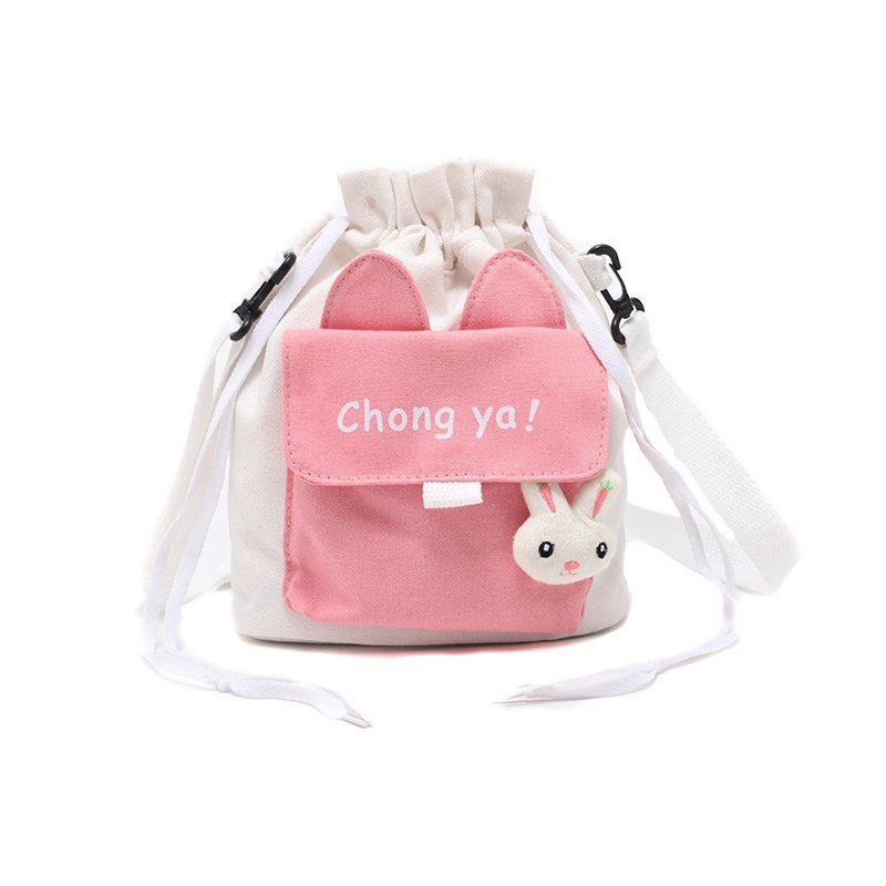 Túi Đeo Chéo Màu Sắc Đối Lập Thiết Kế Dây Rút Thời Trang Xu Hướng Cho Nữ
