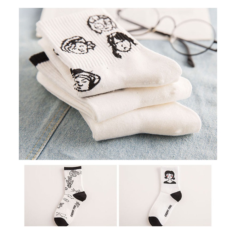 Xiangbao Vớ Cotton Có Gân Kiểu Hoạt Hình Harajuku Cá Tính Cho Nữ