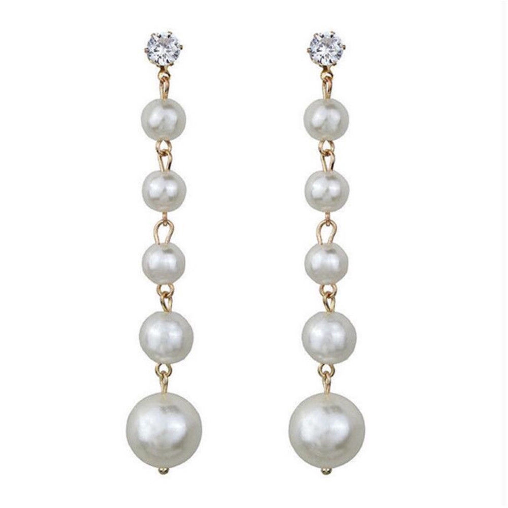 Khuyên tai chuỗi đính hạt giả ngọc trai