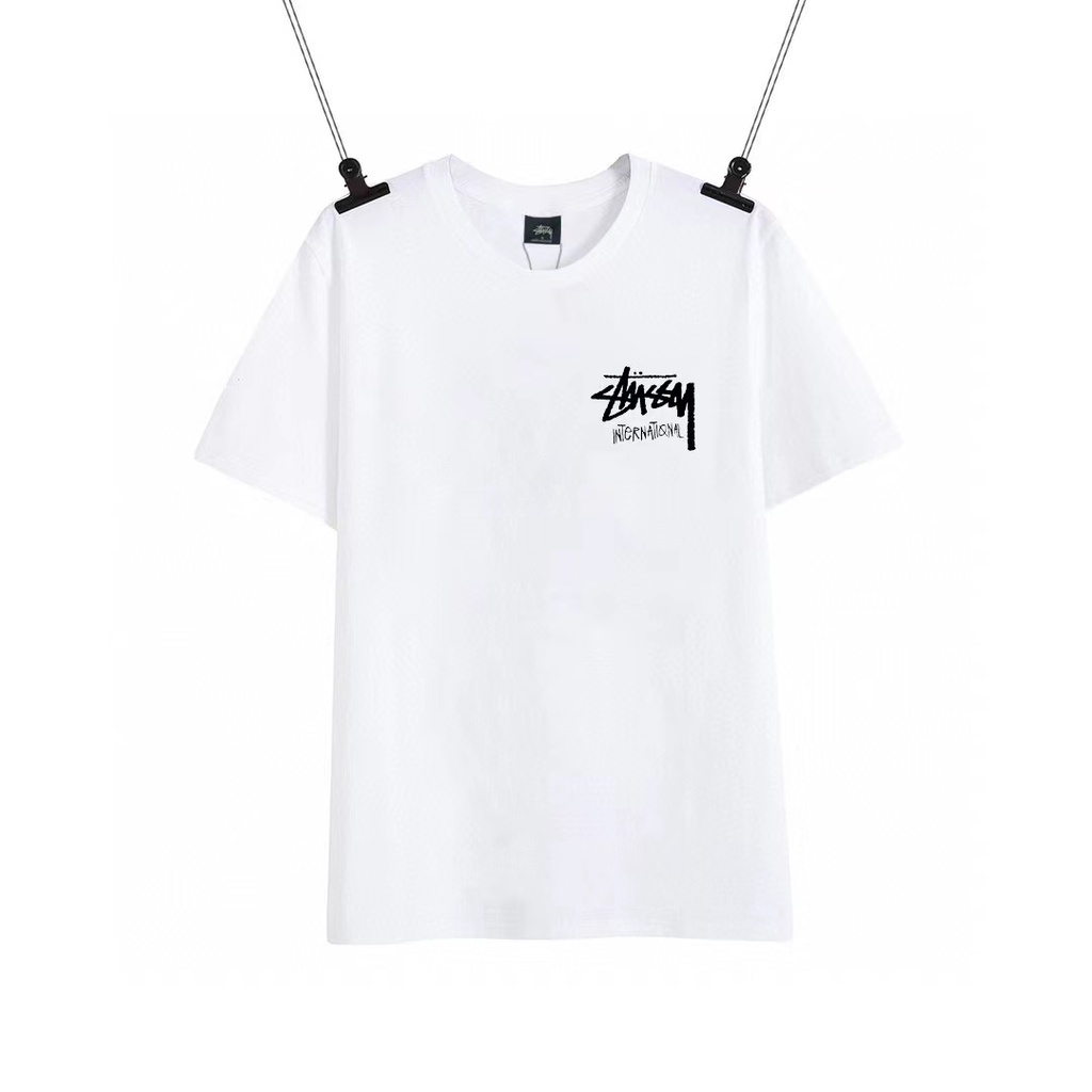 Áo Thun Cotton Tay Ngắn In Bưu Thiếp Stussy Thời Trang Mùa Hè Cho Cặp Đôi