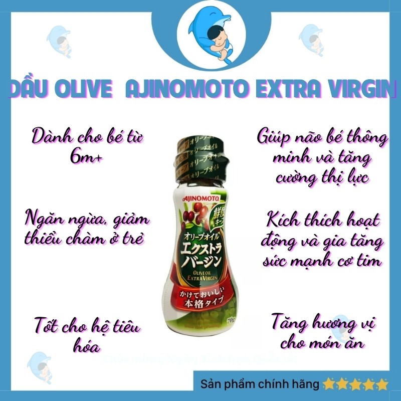 Dầu Olive Nguyên Chất Ajinomoto Extra Virgin 70gr Bổ Sung Các Dưỡng Chất Cần Thiết Giúp Phát Triển Trí Não Cho Bé 6m+