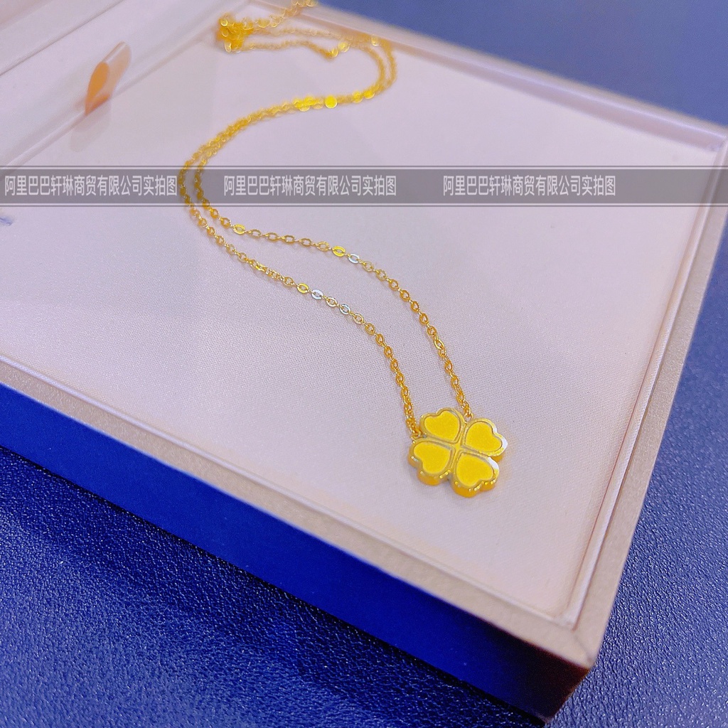 Dây chuyền titan nữ không gỉ mặt cỏ 4 lá may mắn mạ vàng 18k phong cách thời trang thanh lịch mẫu mới 2023