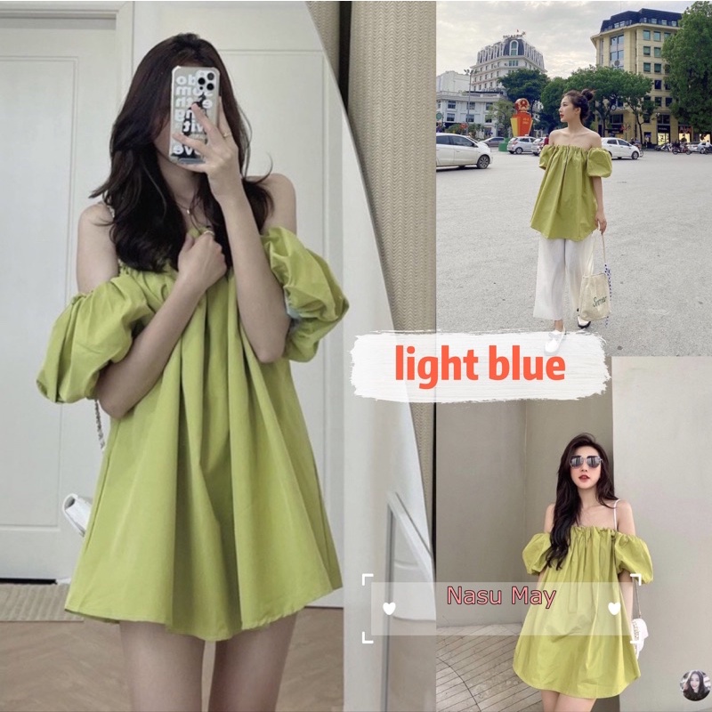 Áo trễ vai, áo hở vai babydoll nữ đẹp bèo tay phồng rộng dễ thương, mặc đi chơi, s