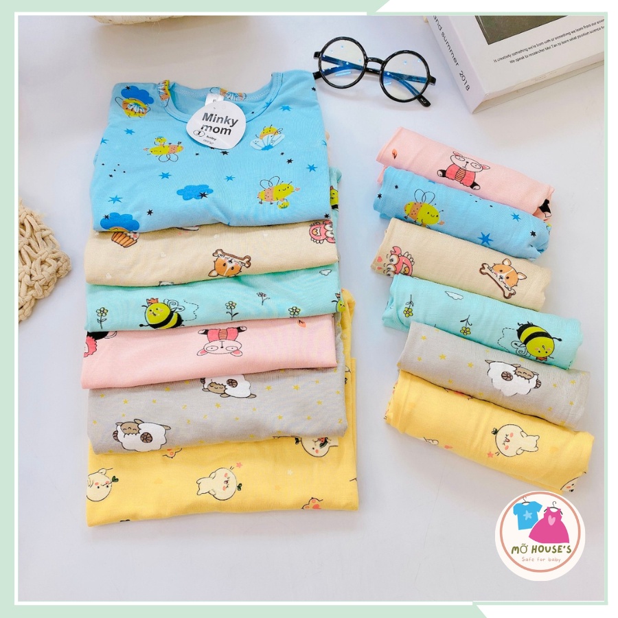 Bộ quần áo thun lạnh dài tay minky túi zip dành cho bé trai, bé gái từ 8kg đến 18kg BBT17