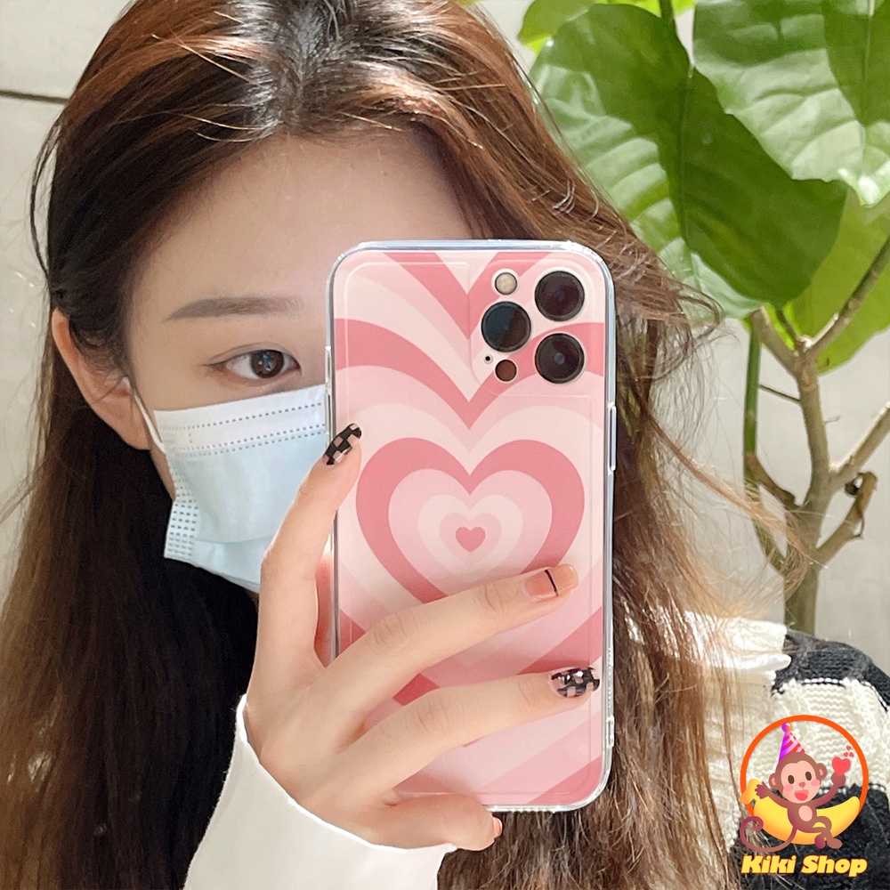 Ốp điện thoại Tpu mềm siêu mỏng in hình trái tim màu hồng thích hợp cho Iphone 13 12 11 Pro Max X Xs Xr 8 7 Plus