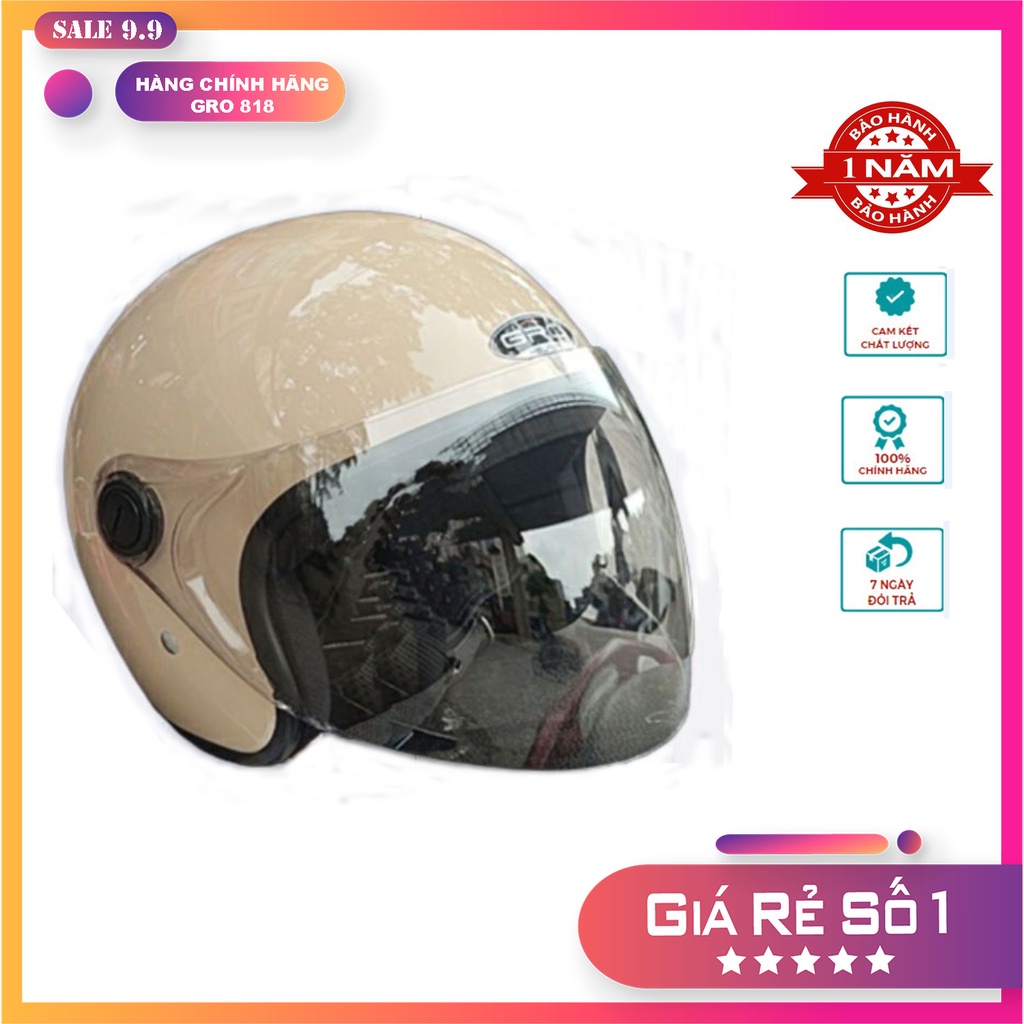 Nón bảo hiểm Nữ che mặt 3/4 Chính Hãng GRO : Thời trang - Trẻ trung