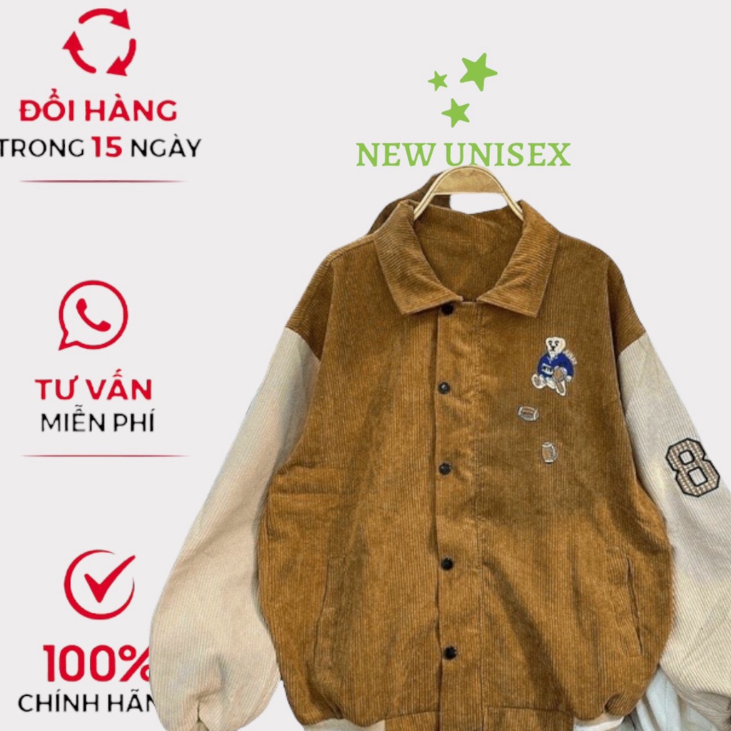 Áo Khoác Nhung Thêu Logo Kiểu BomBer Phối 2 Màu Cực Đẹp TP [NewUnisex]