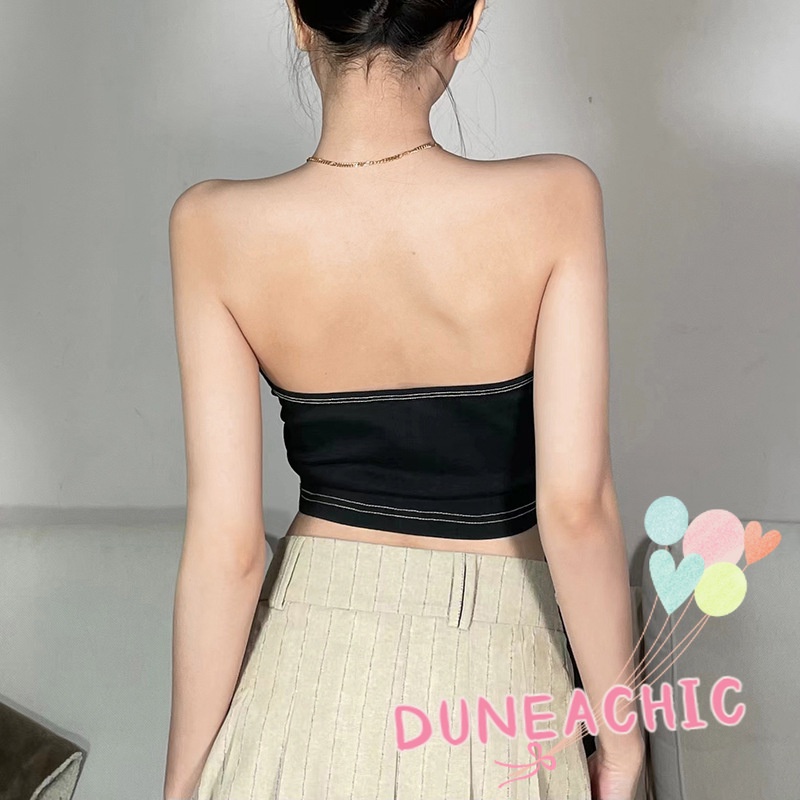 DUNEA Áo Croptop Phối Khóa Kéo Thời Trang Dành Cho Nữ