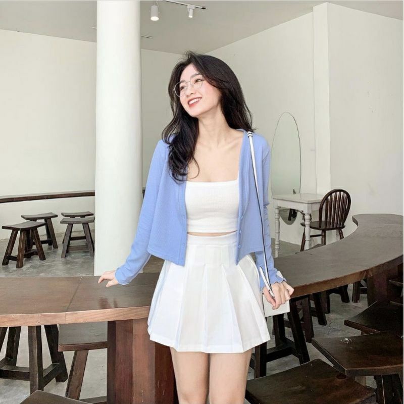 Áo Cardigan croptop dài tay trẻ trung khoác ngoài hàng quảng châu