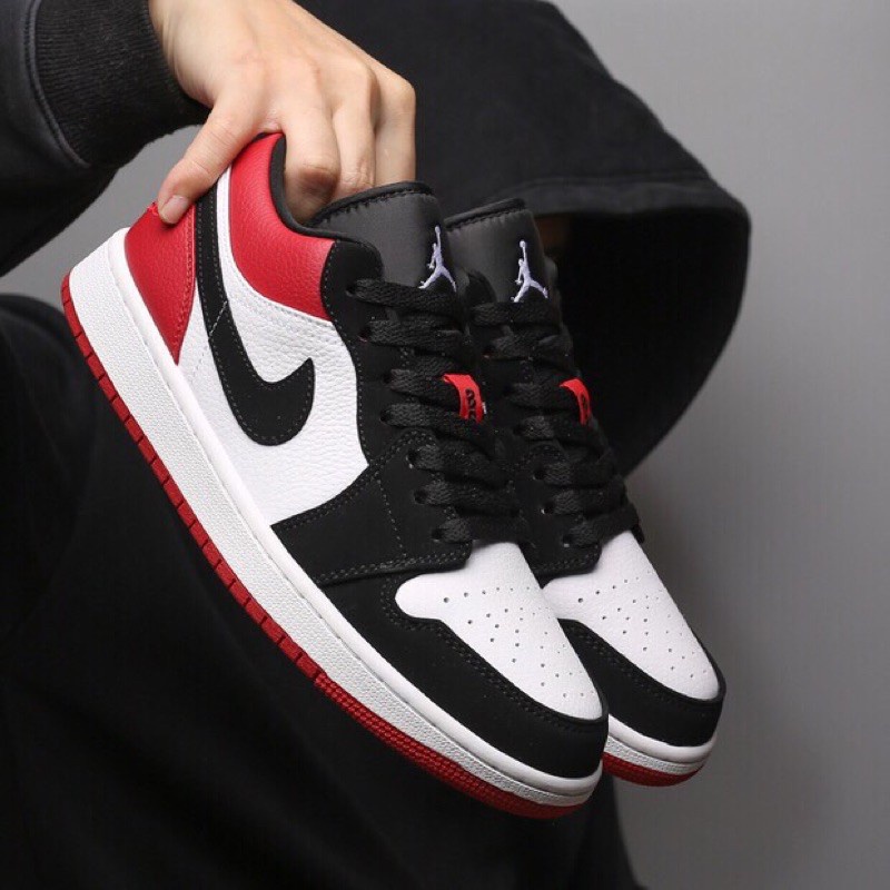 Giày thể thao Giày SNEAKER NI.KE AIR JD1 ĐỎ ĐEN cổ thấp chất chuẩn mem