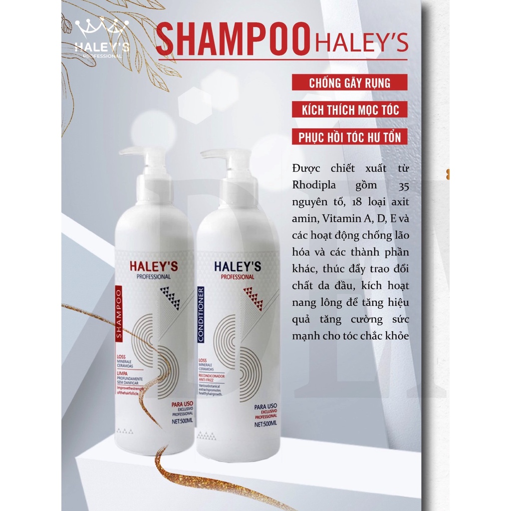 Dầu Gội Dầu Xả Chăm Sóc Tóc Haley's chai 500ml Ngăn ngừa rụng tóc/ Mượt Mà Óng Ả / Chăm Sóc Hư Tổn