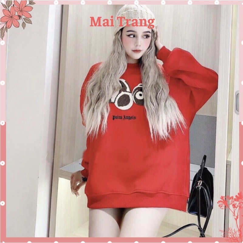 Áo sweater nữ hình gấu nằm ngủ, Áo nỉ nữ form rộng đẹp (Clip/ảnh thật) – (TTA42)