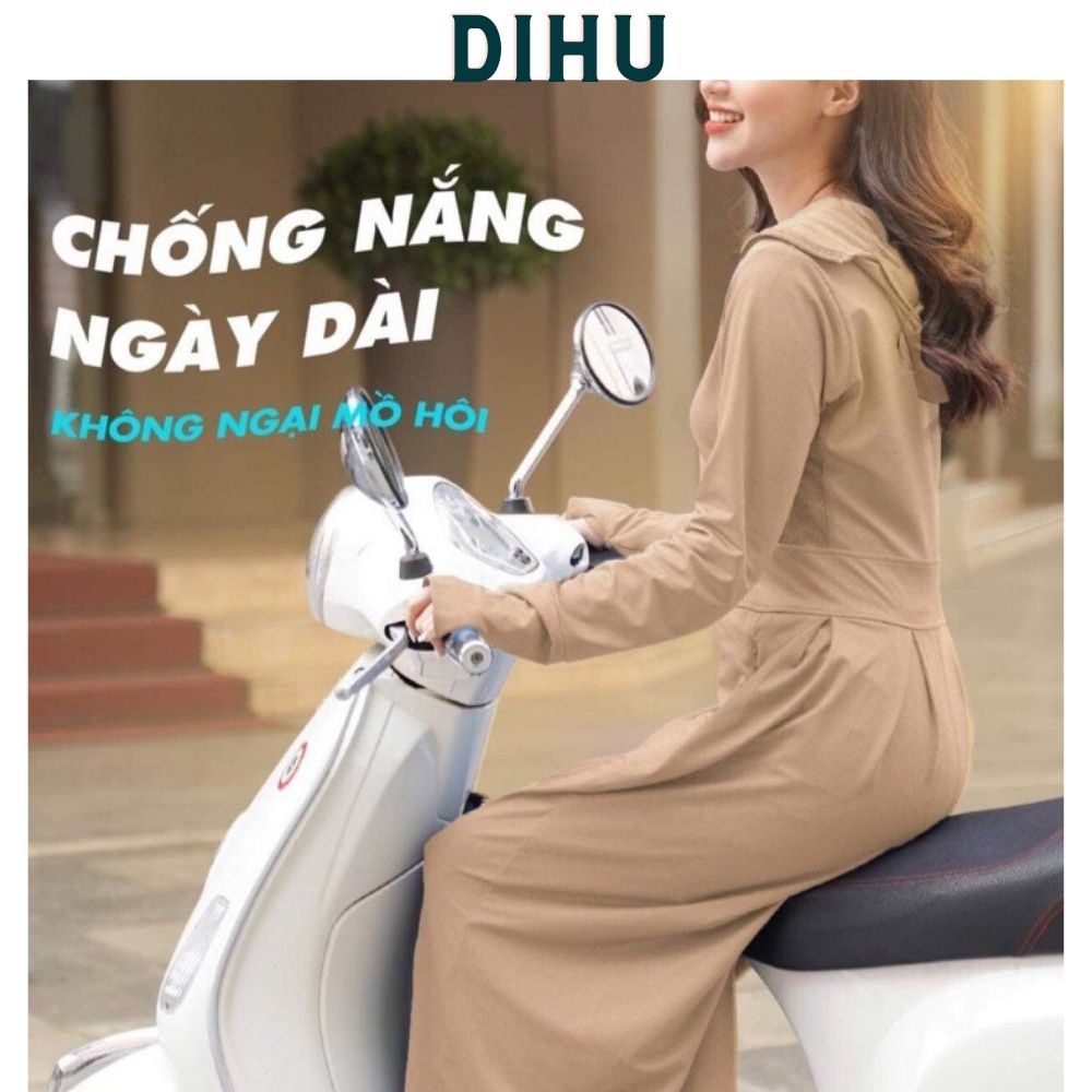 Áo chống nắng nữ toàn thân 2 lớp, áo choàng chống nắng thân dài chất thông hơi hạt cườm DIHU | BigBuy360 - bigbuy360.vn