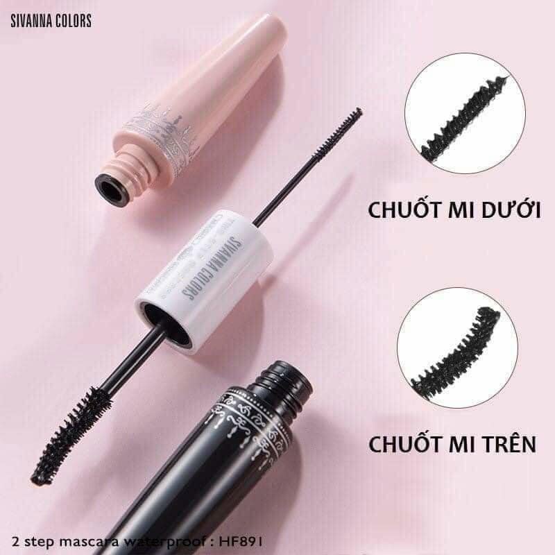 MASCARA CHUỐT MI KHÔNG THẤM NƯỚC, DÀY VÀ TƠI MI 2 ĐẦU SIVANNA COLORS 6X HÀNG THÁI LAN