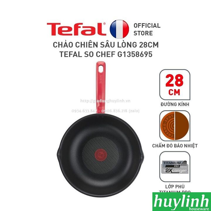 Freeship Chảo chiên xào sâu lòng đáy từ Tefal So Chef G1358695 - 28 cm