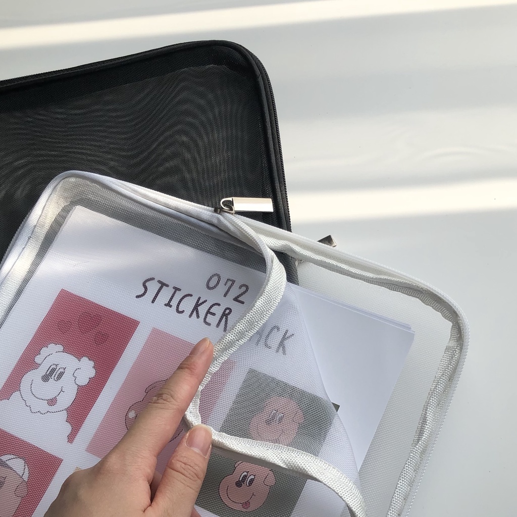 Túi Lưới Trong Suốt Đựng Tài Liệu Khổ A4 Có Khóa Kéo Tiện Dụng