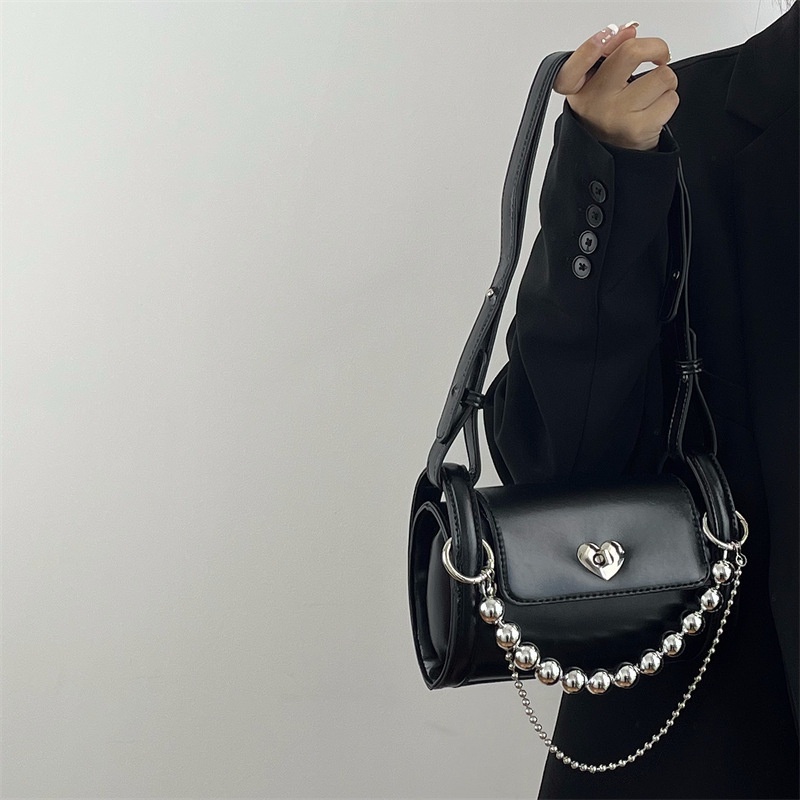 Túi đeo chéo JASMIN NOIR chất liệu da PU hình gối phối dây xích dành cho nữ