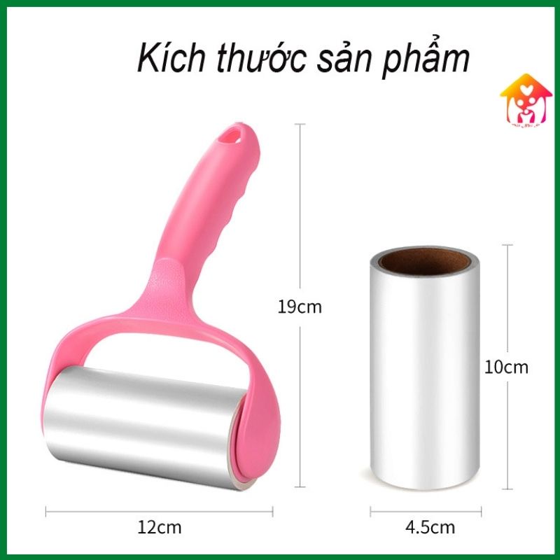 Cây lăn bụi tẩy lông quần áo kèm cuộn giấy đa năng 19cm giúp loại bỏ lông động vật-xơ vải