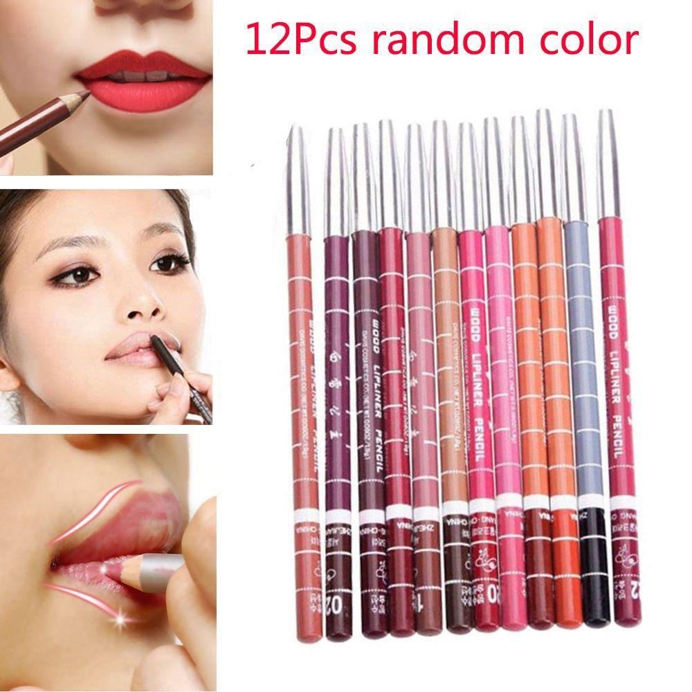 OCEANMAP Set 12 Chì Kẻ Viền Môi 15CM Nhiều Màu Sắc Thời Trang