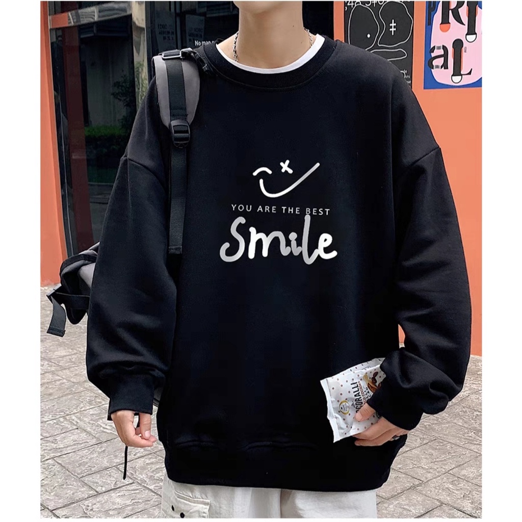 Áo sweater nam nữ, Áo nỉ nam nữ form rộng , áo thu đông 2021 Smile AMZ6