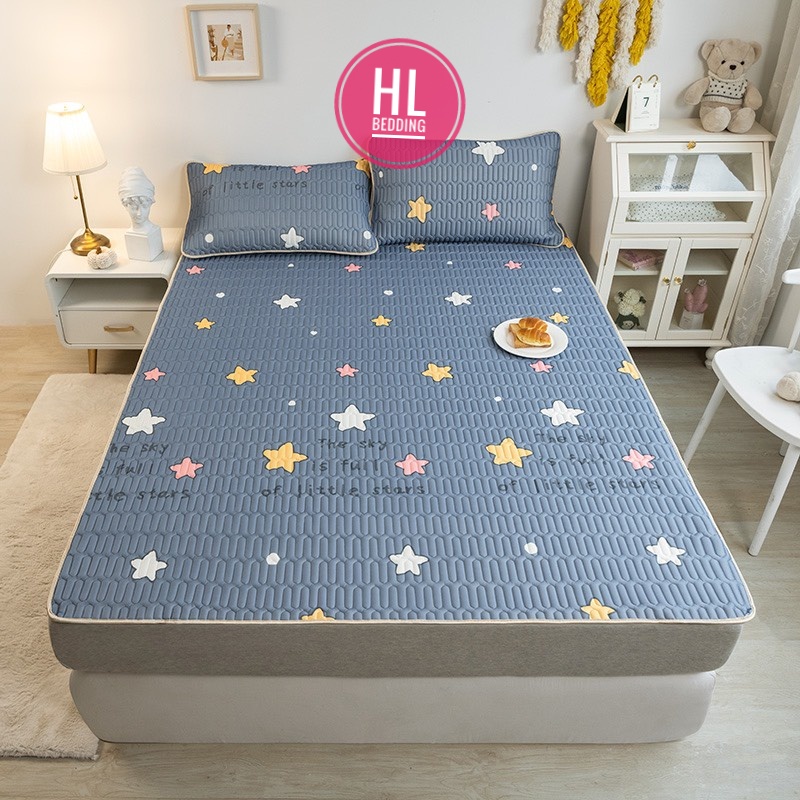 Chiếu điều hòa cao su non 5D Ngôi sao  HL Bedding vải lụa Tencel mát cao su non Latex mềm mịn đủ kích thước m6/m8/2m2