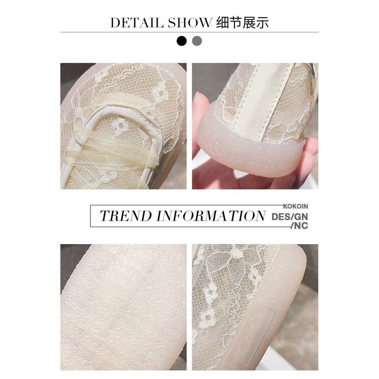 Giày Thể Thao Trắng Phối Ren Lưới Thời Trang Cho Nữ